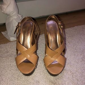 BCBGeneration Tan Wedges Lightly Used Size 6.5!